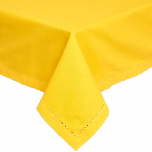 Homescapes Plain Yellow Cotton Rectangular Tablecloth, W/D/H: 137 x 228 cm – 1