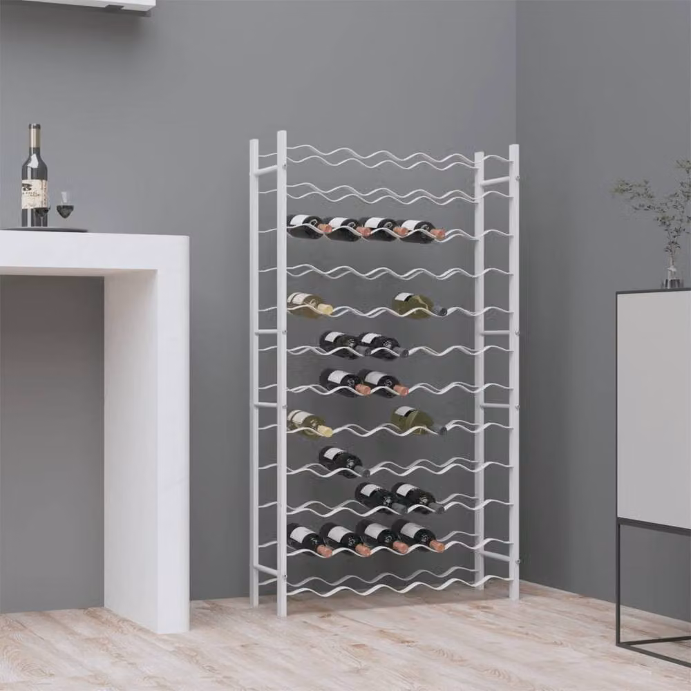 Berkfield Home White Metal Wall Mounted Modern Wine Rack for 72 Bottles – 2