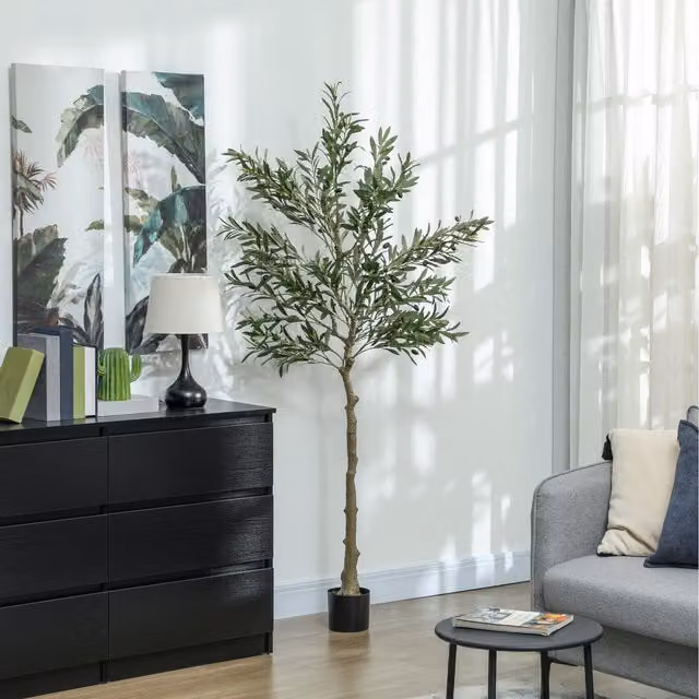 HOMCOM Artificial Silk Olive Tree in Green, Height: 180 cm
