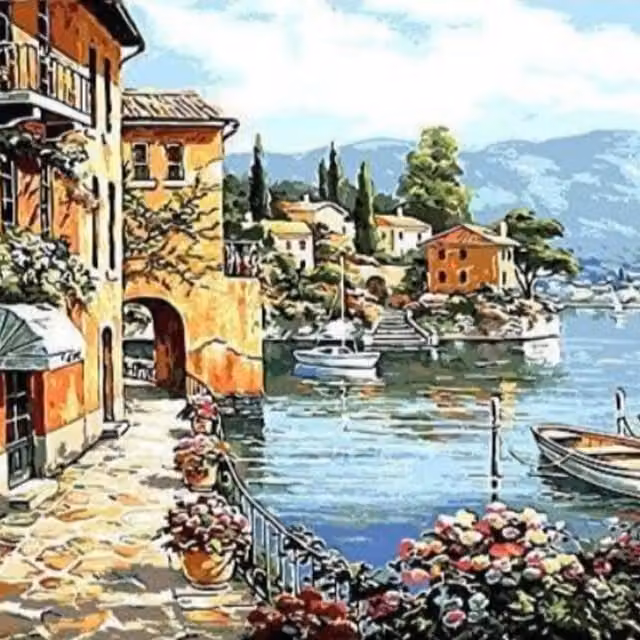 Syntego France Harbour Paint by Numbers Kit, Multicolour