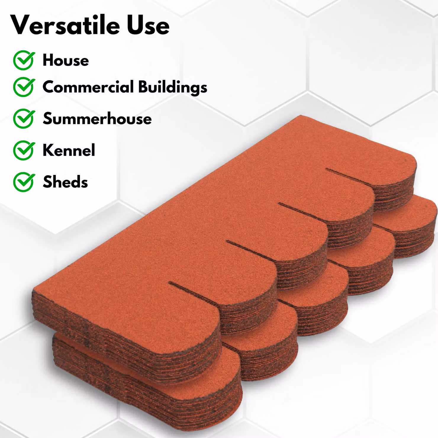 Novecrafto Heavy Duty Red Fish Scale Asphalt Roof Shingles, 25 Pieces, 3 sqm, W: 80 cm, H: 31.5 cm – 5