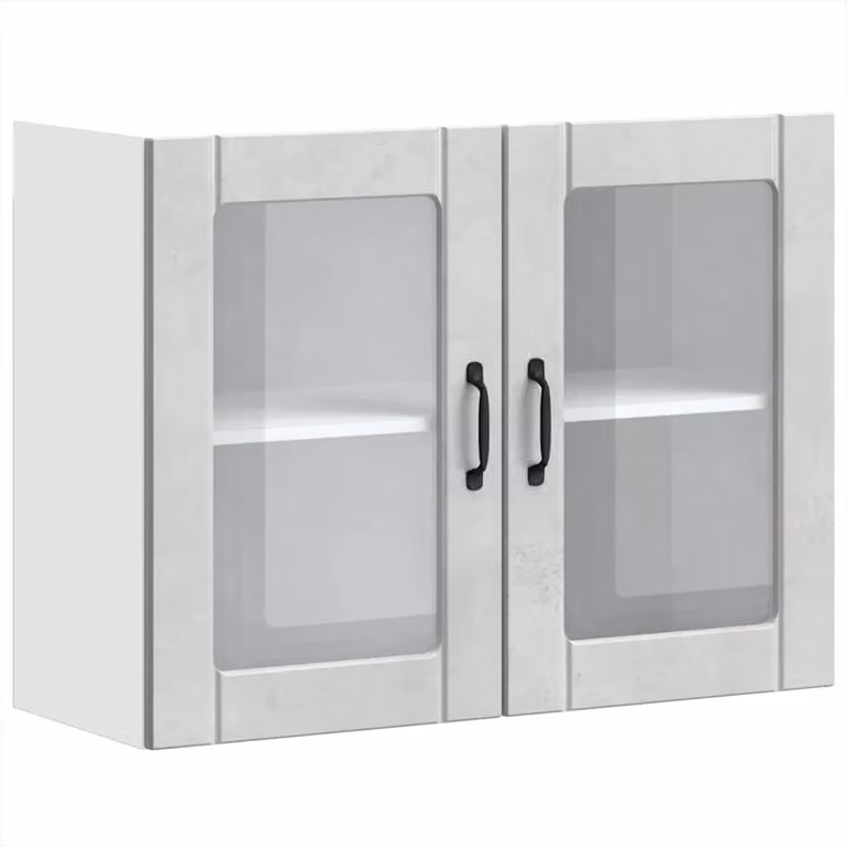 Berkfield Home Lucca Modern Kitchen Wall Cabinet with Glass Doors in Concrete Grey