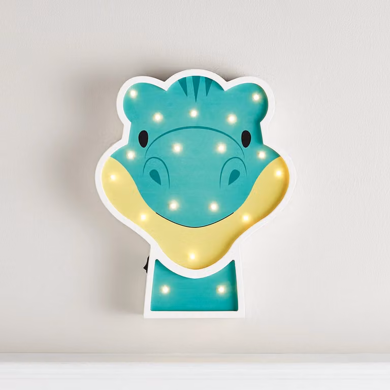 Lights4fun Battery Operated LED Dinosaur Children's Wall Light for Kids Bedroom and Nursery Decoration