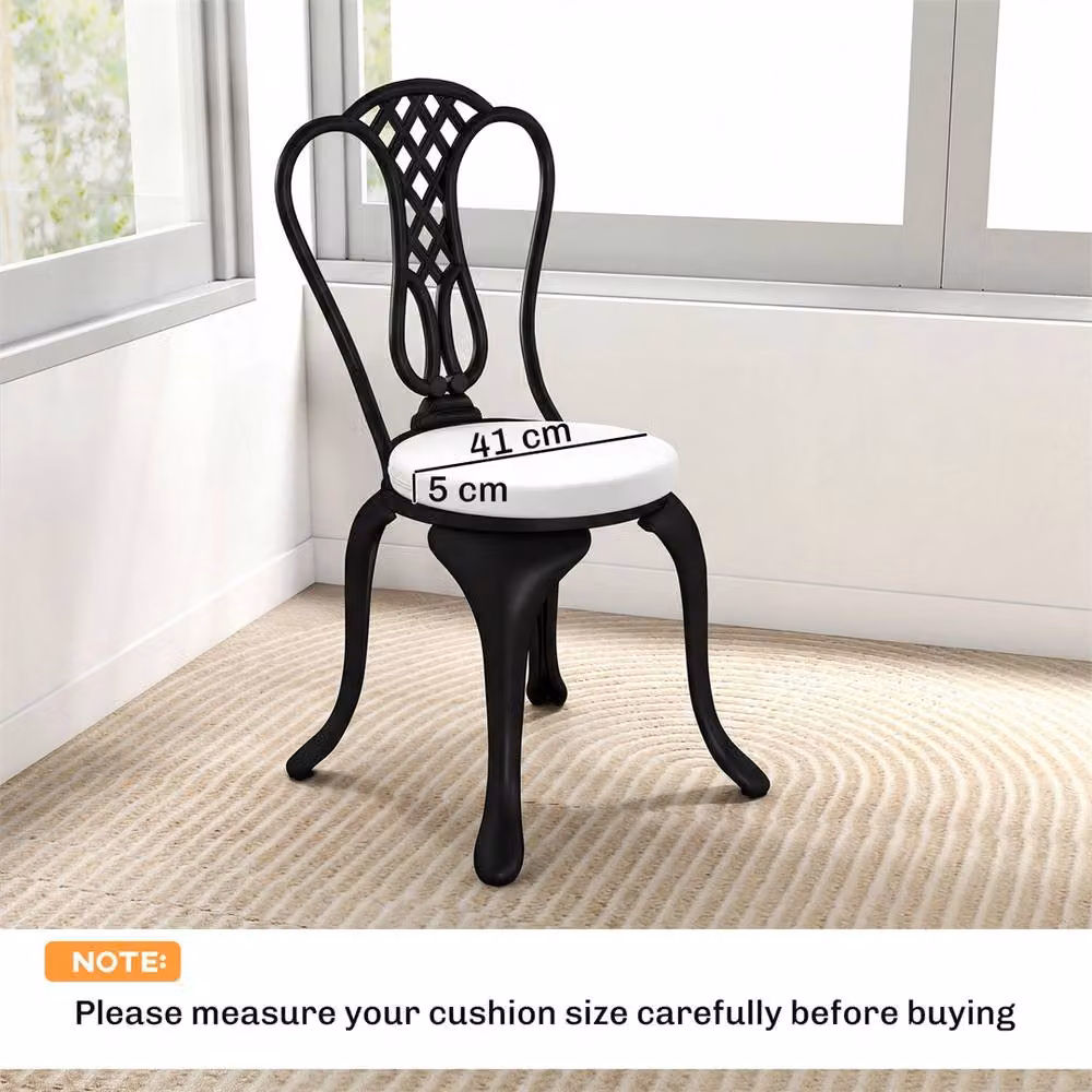 EONLION Set of 4 White Round Bistro Chair Cushions with Foam and Outdoor Fabric, Diameter: 100 cm – 2