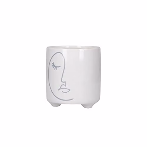 KitchenCraft Abstract Face Ceramic Indoor Plant Pot, White and Grey, W/D/H: 11 x 11 x 11 cm – 1