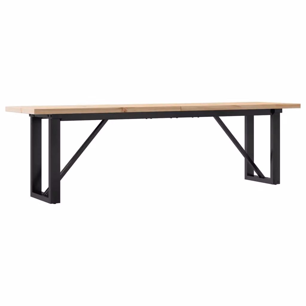 Berkfield Home O-Frame Coffee Table in Brown Solid Pine and Steel, W: 160 cm, D: 40 cm, H: 45.5 cm – 2