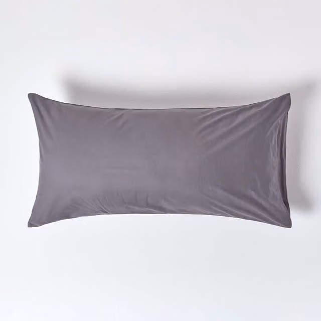 Homescapes 200 Thread Count Egyptian Cotton Percale Housewife King Size Pillowcase in Grey