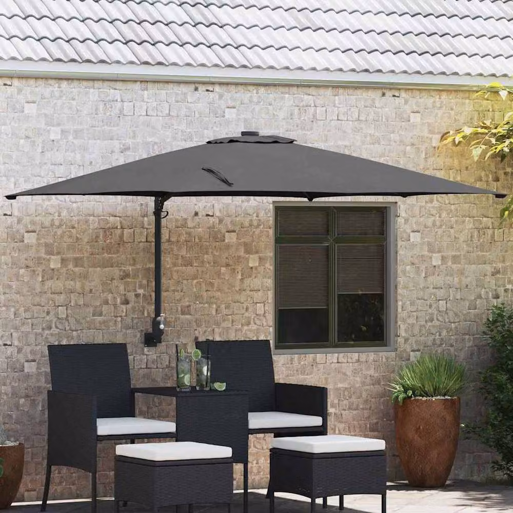 Berkfield Home Freestanding Outdoor Umbrella in Anthracite with Polyester Canopy and Steel Frame, H 230 cm x W 248.5 cm – 1