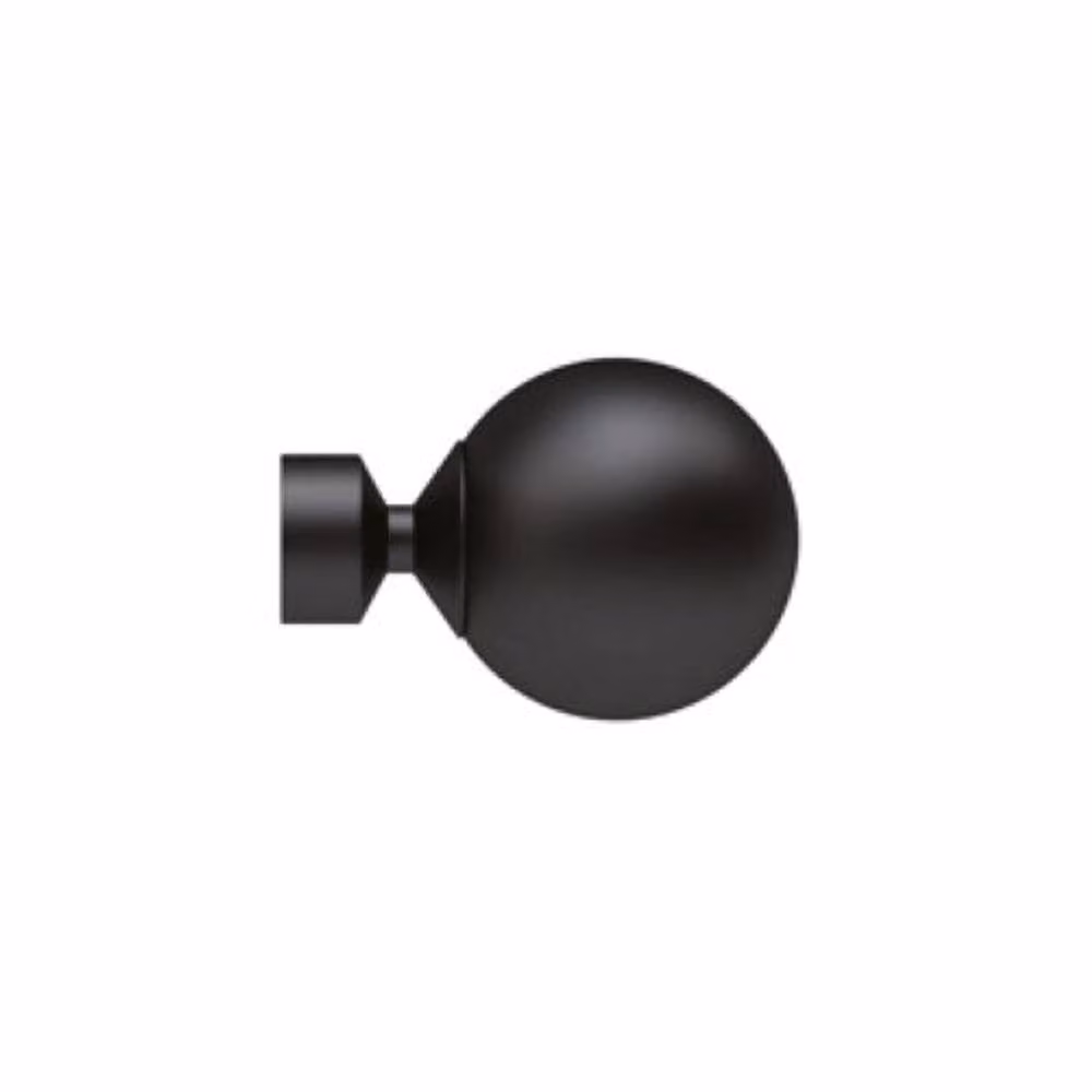 New Edge Blinds Metal Eyelet Curtain Pole Set with Met Ball Finial in Black, Width: 120 cm – 2