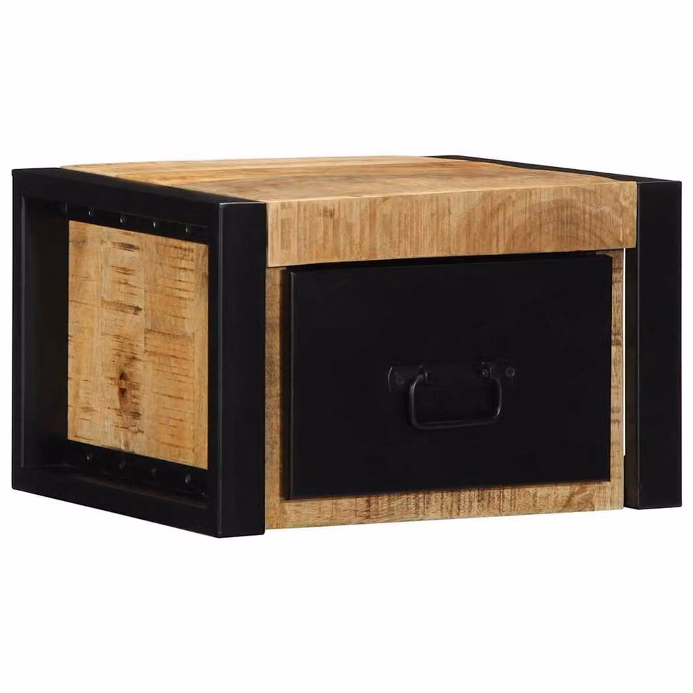 Berkfield Home Set of 2 Rustic Mango Wood Bedside Cabinets in Brown, W/D/H: 40 x 35 x 25 cm – 2