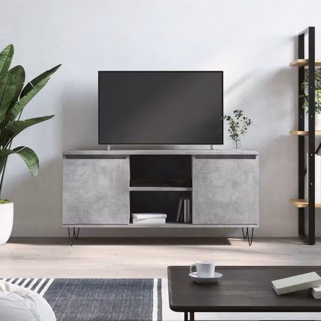 Berkfield Home Industrial TV Cabinet in Concrete Grey, W/D/H: 104 x 35 x 50 cm