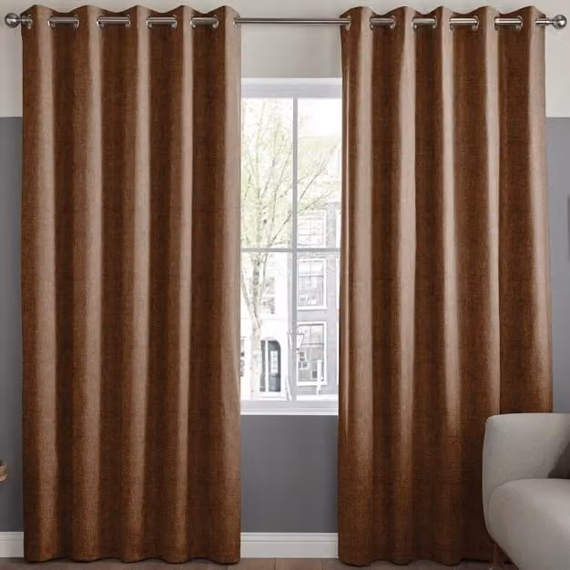 Terrys Lugano Made to Measure Blackout Eyelet Curtain in Terracotta Brown