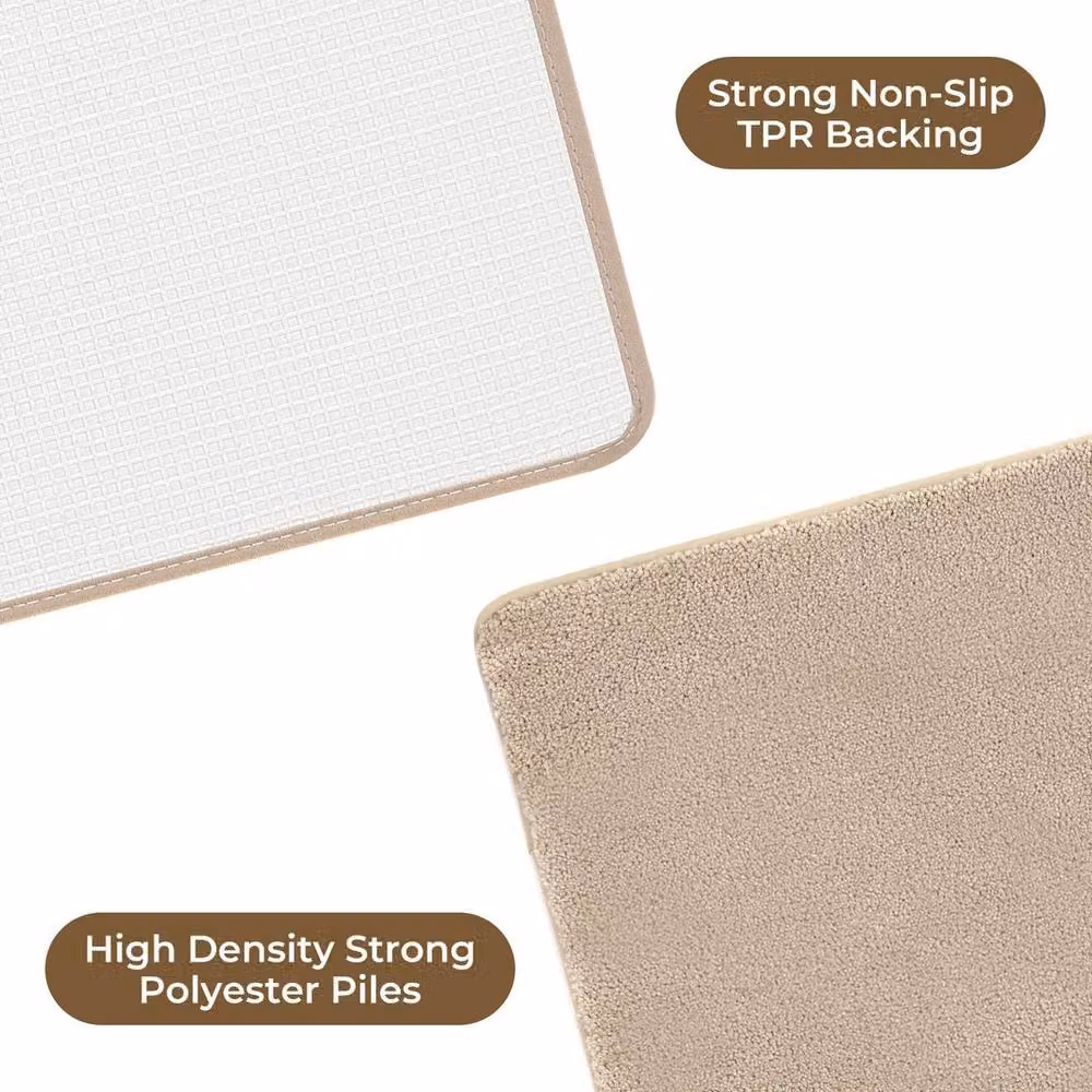 KORVIXA Non-Slip Round Door Mat in Beige, Diameter: 100 cm – 1