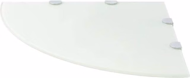 Berkfield Home Durable White Glass Corner Shelves with Chrome Supports, 2 Pack, W/D: 45 x 45 cm