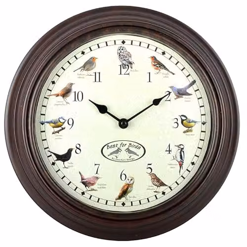 Esschert Design Bird Song Wall Clock, Brown – 2