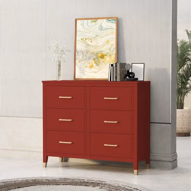 Cabinet Bits Palazzi 6 Drawer Chest in Red