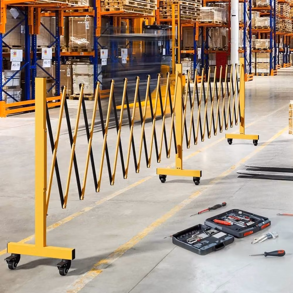 Havendro Yellow Steel Folding Gate Expandable Mobile Retractable Barricade – 5