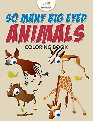 Kreative Kids So Many Big Eyed Animals Colouring Book for Children, Multicolour