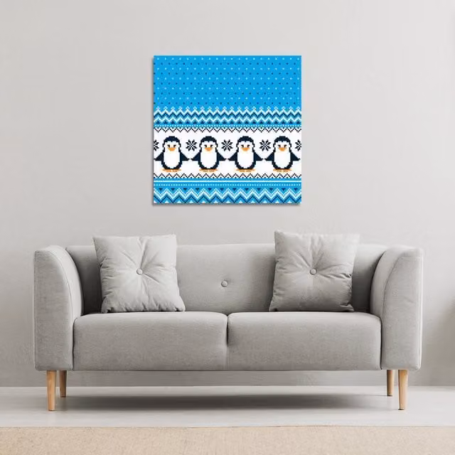 Benjamin Tate Design LTD New Year's Gallery Christmas Canvas Wall Art, Blue, W: 46 cm