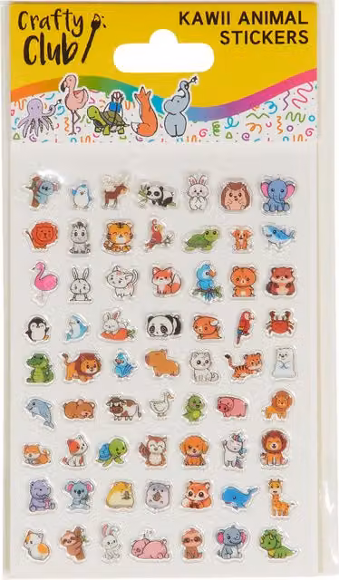 Crafty Club Cute Animal and Cake Stickers, Multicolour Paper, 50 Pack