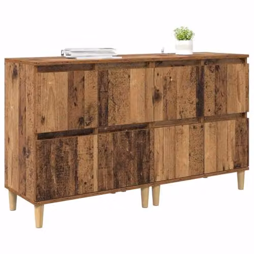 vidaXL Set of 2 Modern Sideboards in Brown Old Wood, W/D/H: 60 x 35 x 70 cm