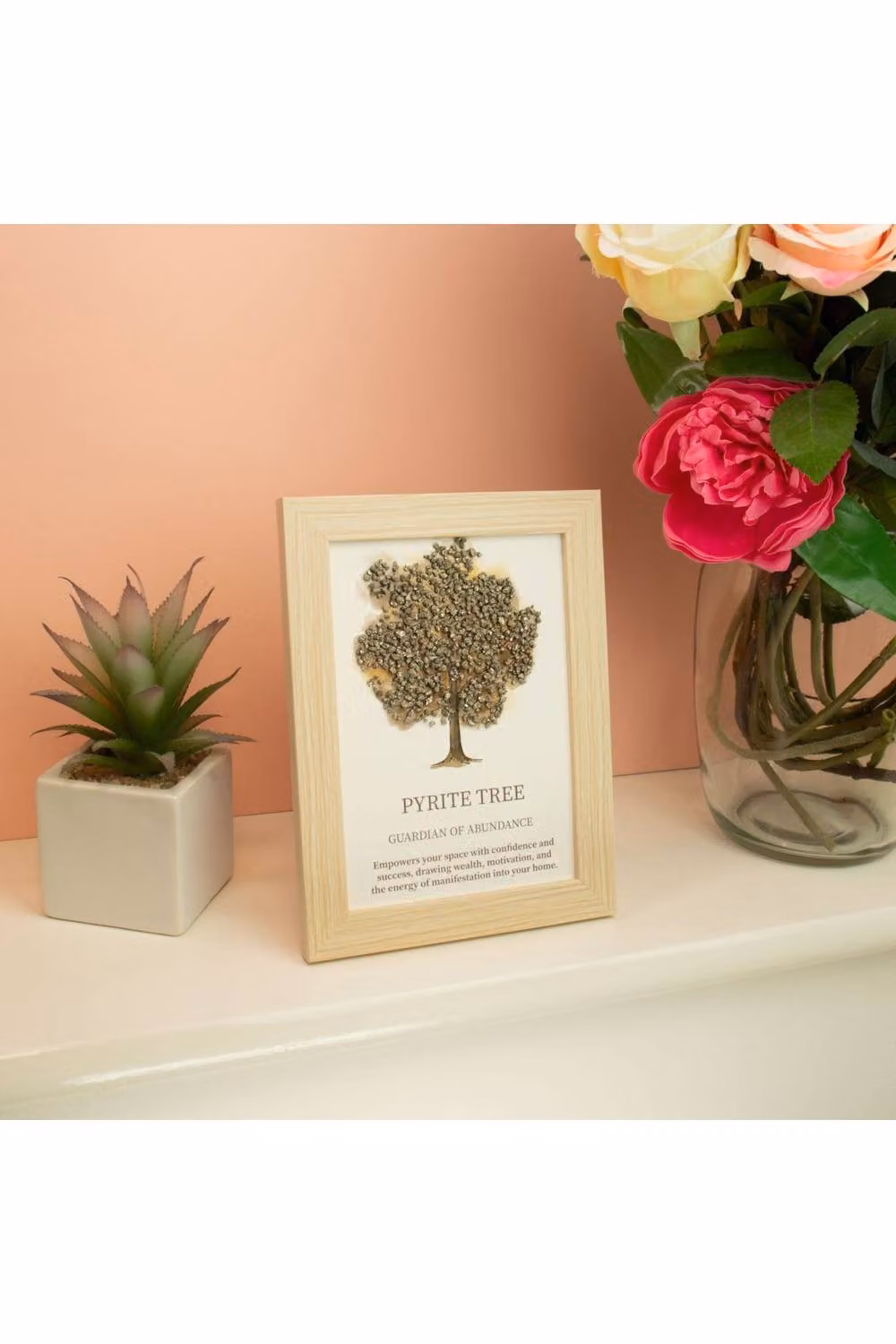 KDMD Framed Tree of Life Pyrite Gemstone Wall Art in Grey and Gold – 2