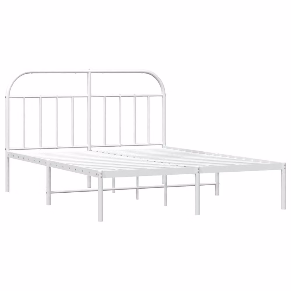 Berkfield Home Metal Bed Frame with Headboard in White – 1