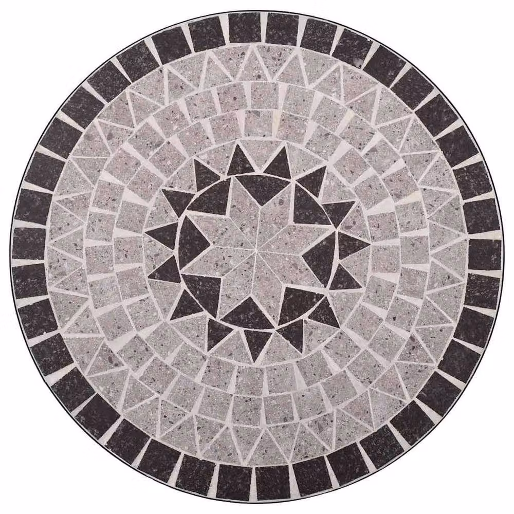 Berkfield Home Mosaic Bistro Table in Grey Ceramic and Metal, Diameter: 61 cm – 2