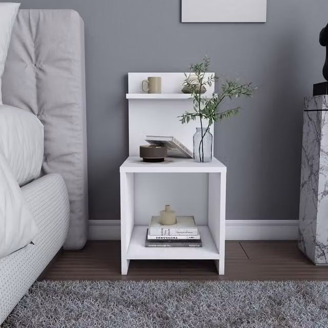 Ullman Modern White Composite Bedside Table
