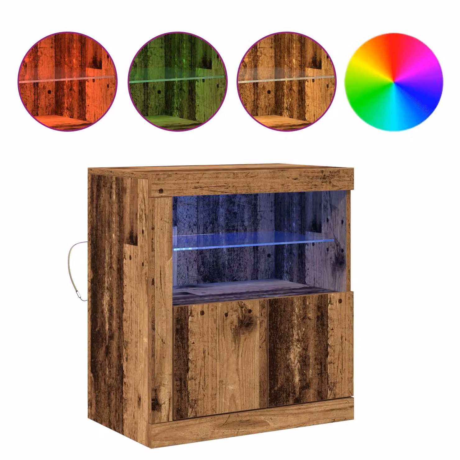 Berkfield Home Rustic Wood Sideboard with Integrated LED Lights, Brown, W/D/H: 60.5 x 37 x 67 cm – 3