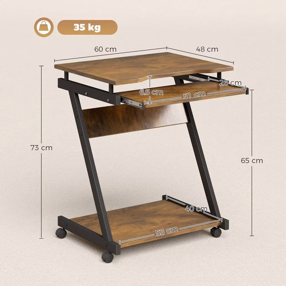 STILVORA Computer Desk with Keyboard Tray and Shelf in Rustic Brown – 4