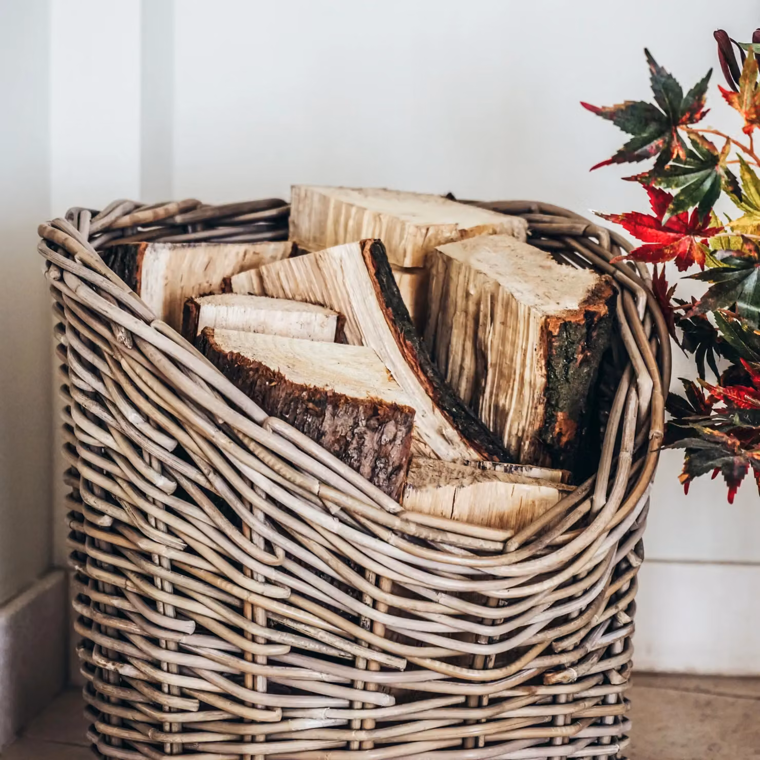 Ivyline Open Weave Wicker Log Basket in Natural Brown, H: 42 cm, D: 42 cm – 4