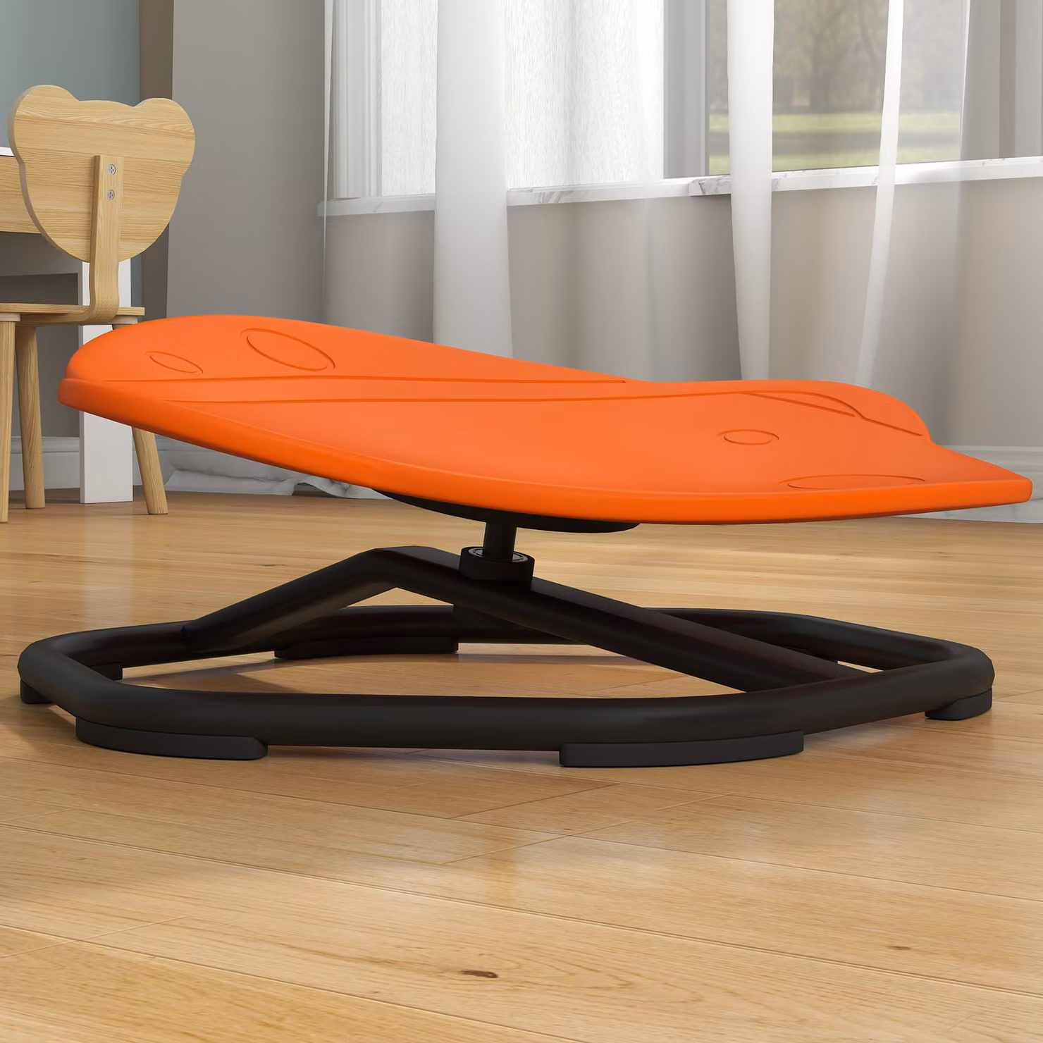 AIYAPLAY Planet-Shaped Kids Swivel Chair, Orange Sensory Spinning Chair for Balance and Coordination Training – 6