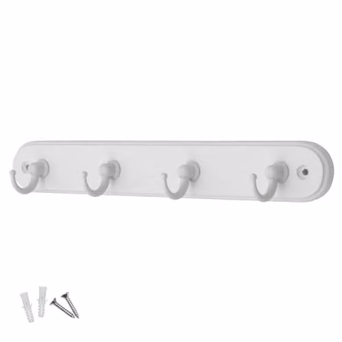 Keypak 4-Hook Wall-Mounted Key Tidy Organiser in White