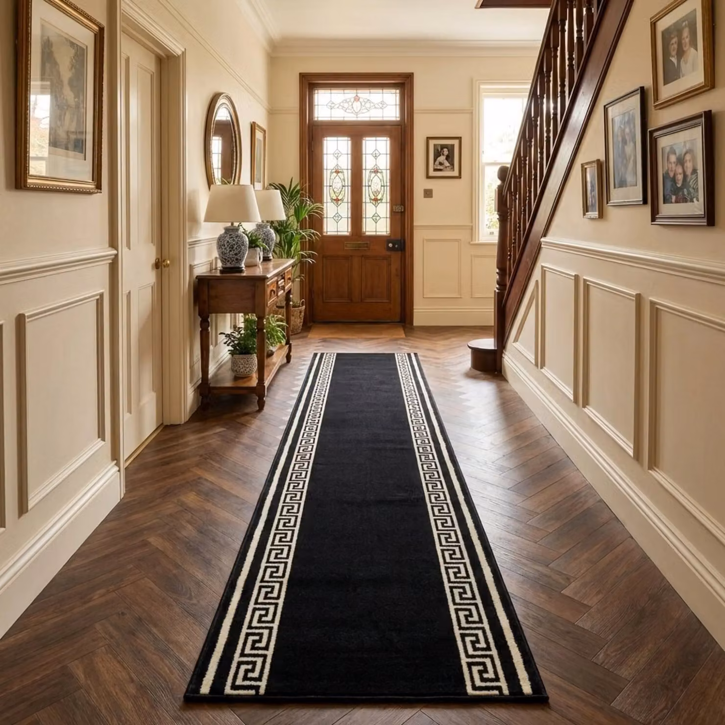 runrug Key Hallway Runner Rug in Black, Machine Woven Polypropylene, W: 60 cm, L: 210 cm – 5