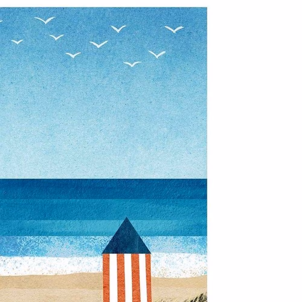 Henry Rivers Beach I Paper Poster in Blue, W: 50 cm, H: 40 cm, D: 0.21 cm – 2