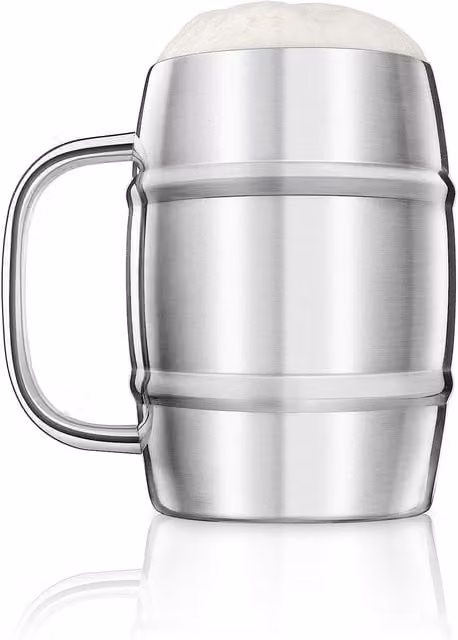 Final Touch Stainless Steel Double-Walled Beer Barrel Mug, 1 Litre, Silver