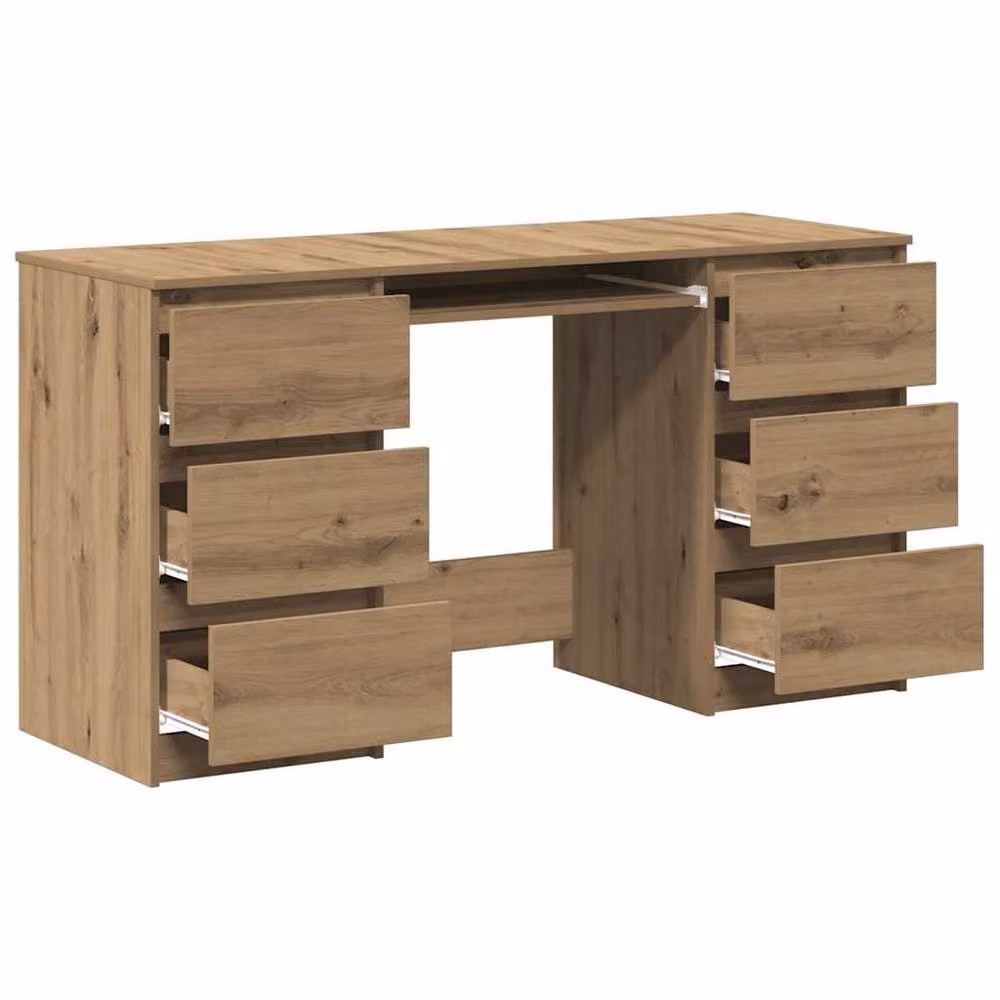 Berkfield Home Artisan Oak Writing Desk in Brown, W/D/H: 140 x 50 x 77 cm – 3
