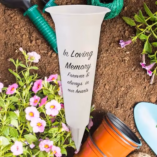 VFM e-Store Memorial Condolence Planter Ornament, White, H 32.5 cm x W 10 cm x D 32.5 cm – 6