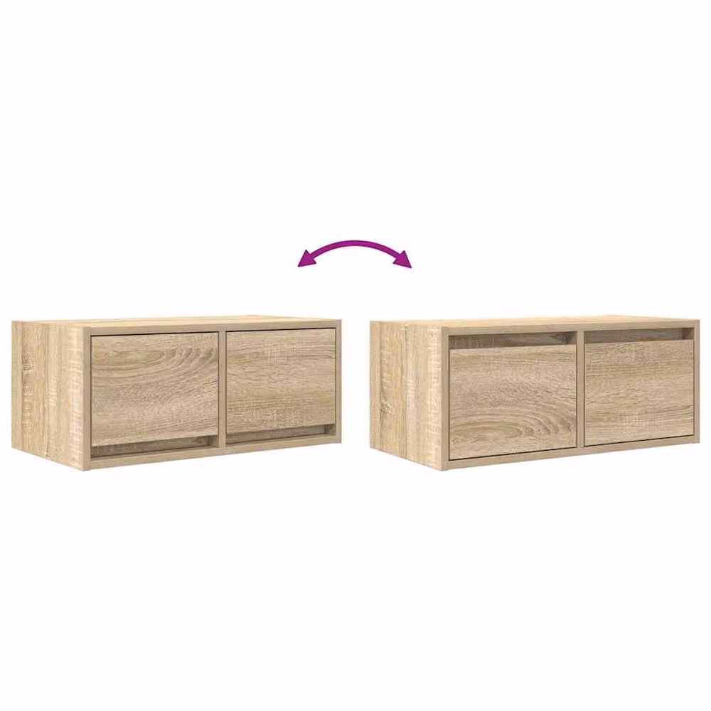 Berkfield Home Set of 2 Sonoma Oak TV Cabinets in Light Brown, W/D/H: 60 x 31 x 25.5 cm – 3