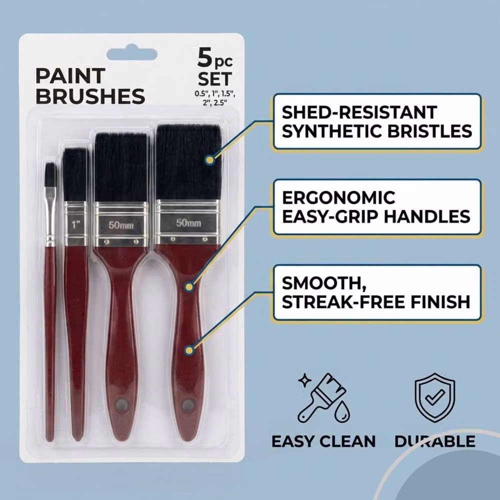 Bedsland 5pc Paint Brush Set in Multicolour for Smooth Painting and Decorating – 3