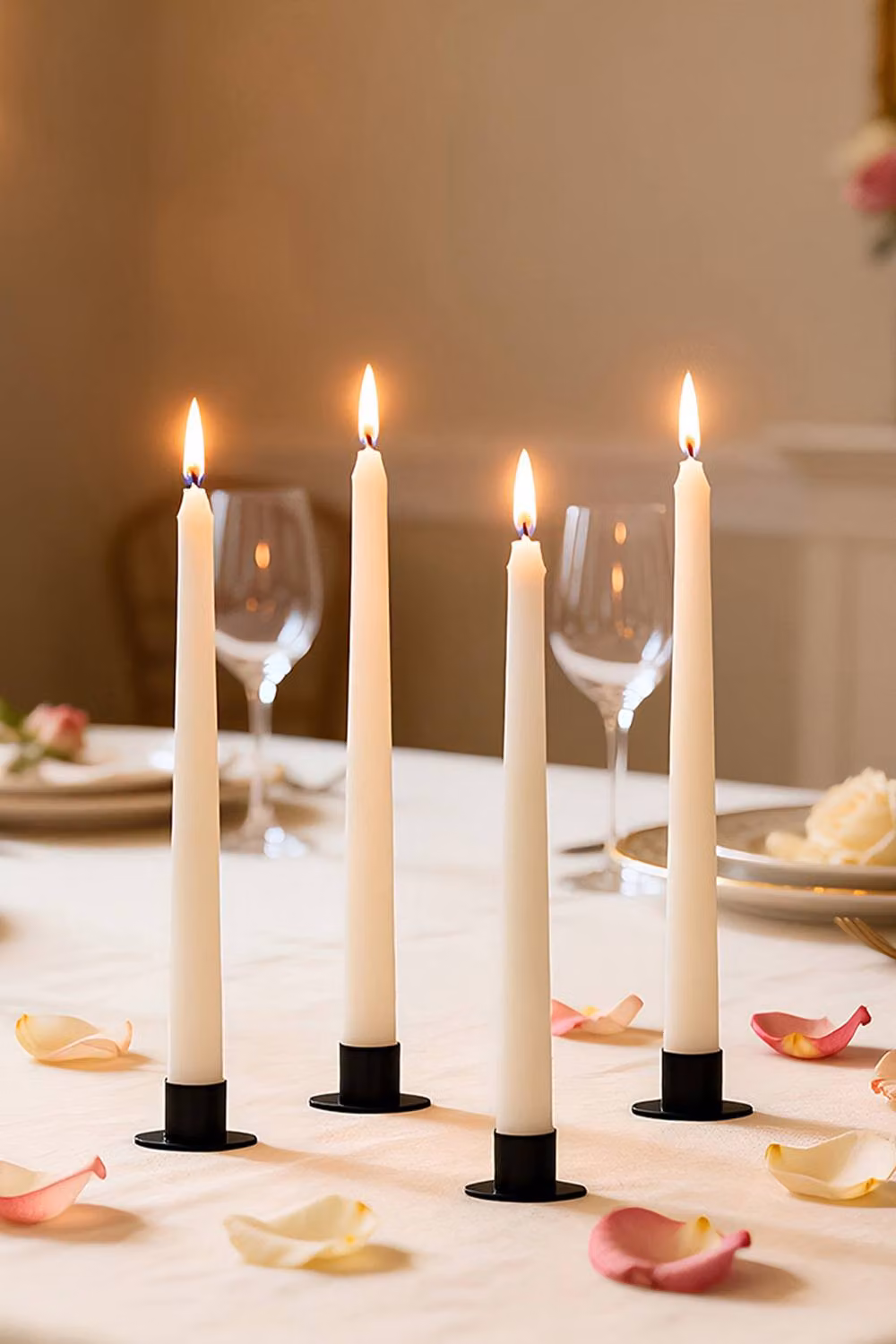 Living and Home Set of 4 Black Metal Tabletop Candle Holders for Taper and Pillar Candles – 2
