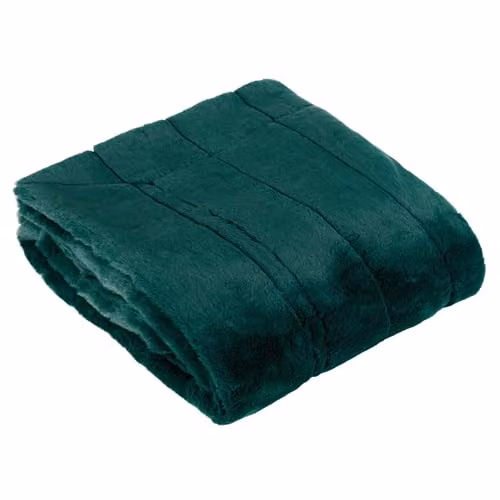 Paoletti Empress Faux Fur Throw in Emerald Green, W: 130 cm, L: 180 cm – 1