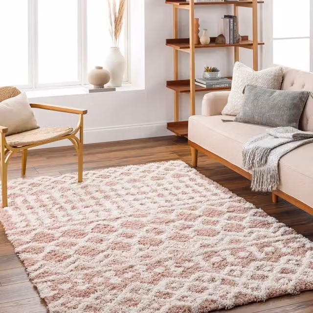 Livabliss Urban Geometric Shag Rug in Peach, W/D/H: 200 x 290 x 1 cm