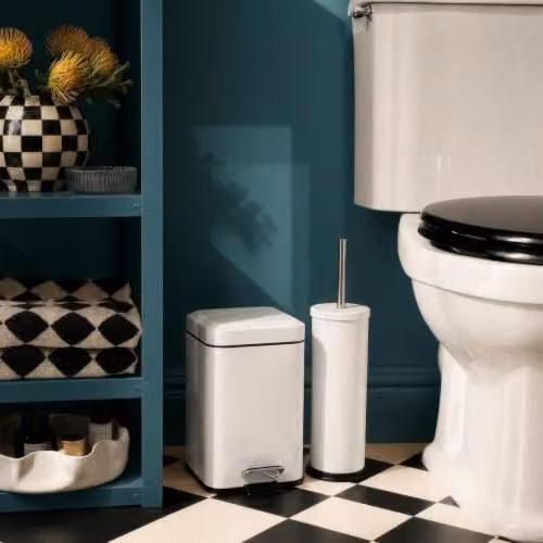 Harbour Housewares 3L Stainless Steel Pedal Bin and Toilet Brush Set in White – 2