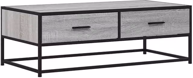 Berkfield Home Grey Sonoma Coffee Table in Engineered Wood and Metal, W: 100 cm, D: 50 cm, H: 35 cm