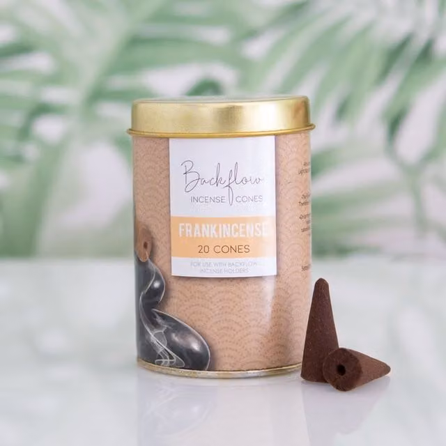 Something Different 20 Jumbo Natural Backflow Incense Cones in a Brown Metal Tin