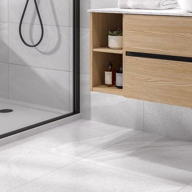 Moritza Grey Matt Stone Look Porcelain Wall and Floor Tiles W/D: 60 x 60 cm