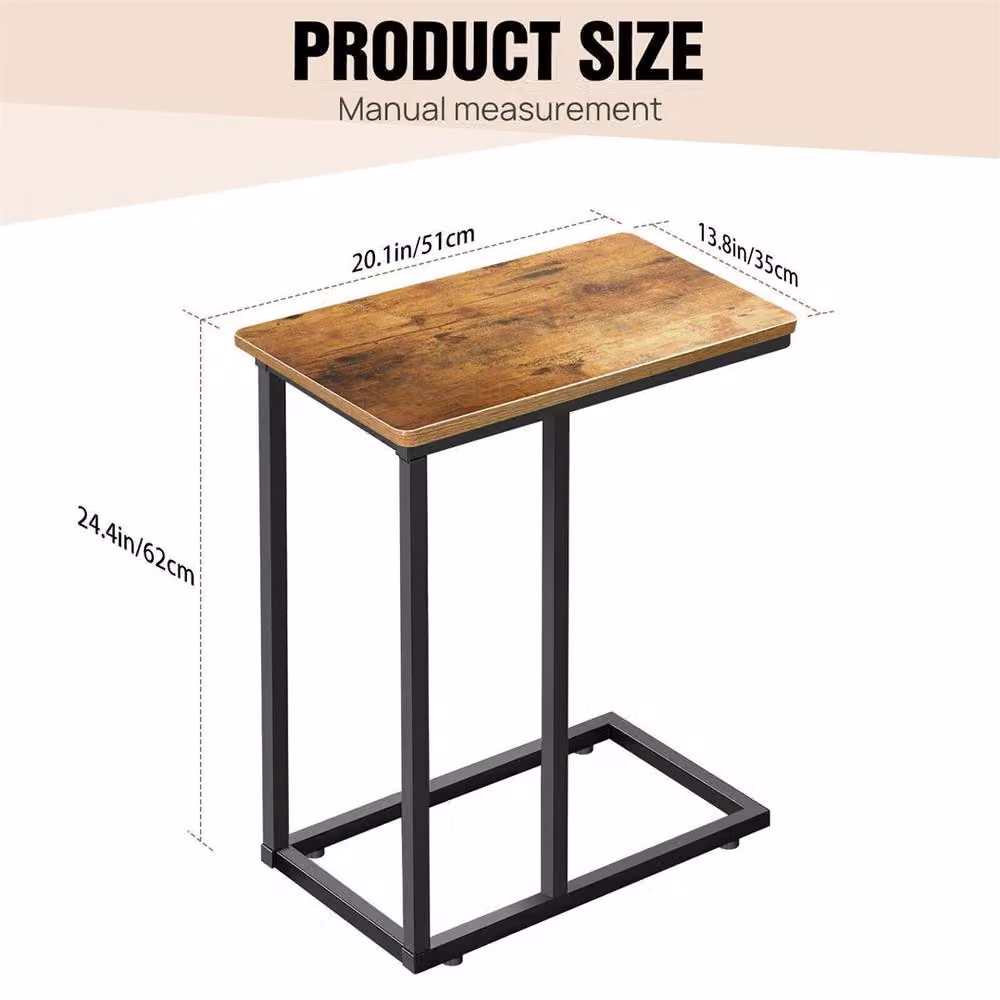 FLAVORA Brown Small Side Table for Living Room, Office or Bedroom, W/D/H: 51 x 35 x 62 cm – 2