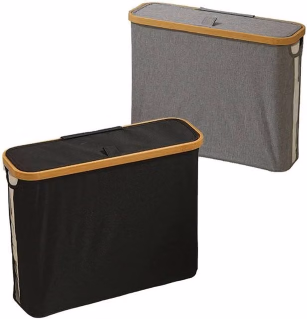 KORVIXA Black Waterproof Toilet Paper Storage Basket with Lid and Freestanding Design